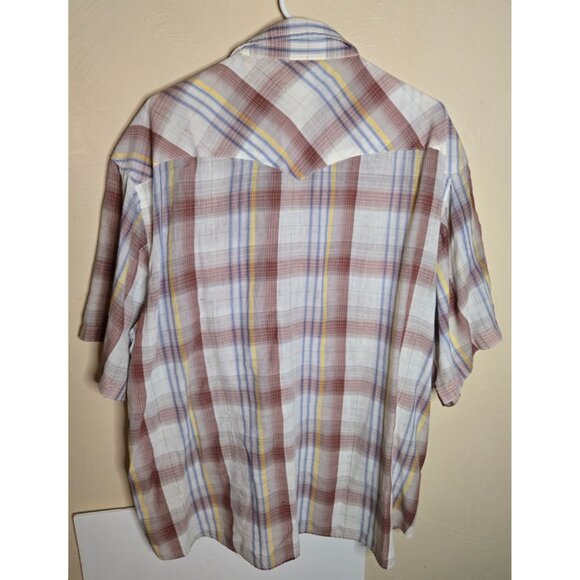 Rustler By Wrangler Vintage Pearl Snap SS Top With Silver Thread - Picture 2 of 8